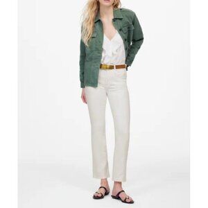 Madewell‎ Womens White Mid-Rise Kick Out Jeans W25 Cotton Blend Ankle-Length